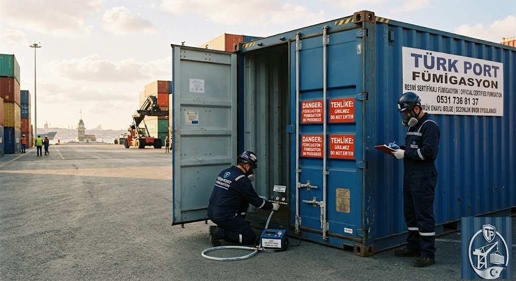 türkport fümigasyon liman sahası konteyner ilaçlama ve gaz ölçüm operasyonu
